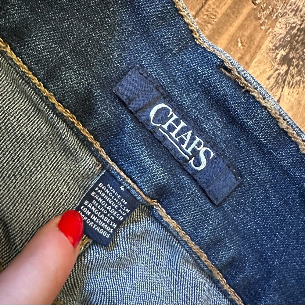 Chaps Dark Wash Front Pockets Button Up Jeans - image 3